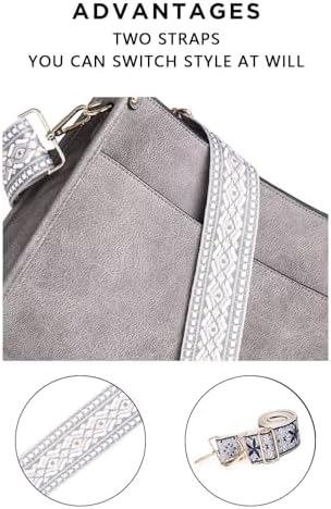 AUYOCO Vegan Leather Crossbody Bags for Women Handbag with Guitar Strap Zipped Pockets AUYOCO Vegan Leather Crossbody