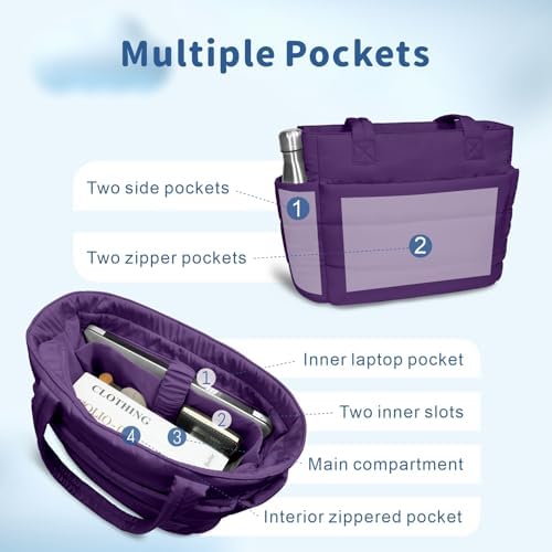 TOPDesign Lightweight Puffy Handbag for Women Travel TOPDesign Quilted Shoulder Bag for Women Work TOPDesign Puffer Tote