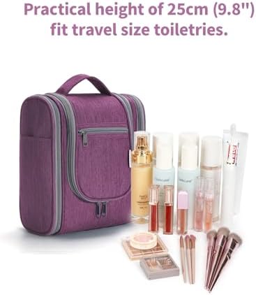 Narwey Large Blue Leaf Hanging Toiletry Bag for Women Travel and Men Cosmetics Organizers