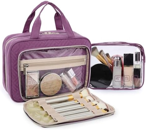 Toiletry Bag Smart Hanging Travel Makeup Organizer TSA Approved Transparent | Travel Makeup Organizer with Hanging Feat