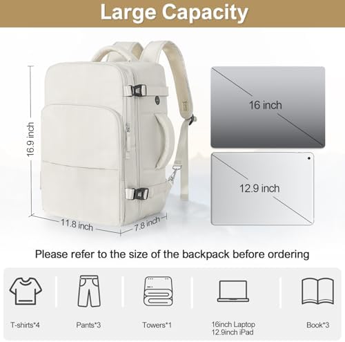 Women's Flight Approved Travel Backpack with USB Charging, Lightweight & Waterproof, Ideal for College, Work and Travel