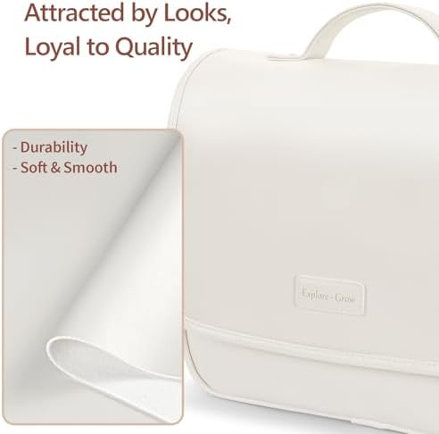 Hanging Travel Bag for Toiletries Quilted Plaid Waterproof Makeup Organizer Brown (M) Smart Large Compartments Toiletr