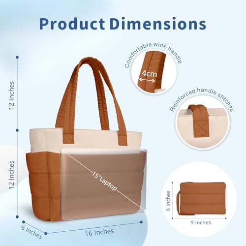 TOPDesign Lightweight Puffy Handbag for Women Travel TOPDesign Quilted Shoulder Bag for Women Work TOPDesign Puffer Tote