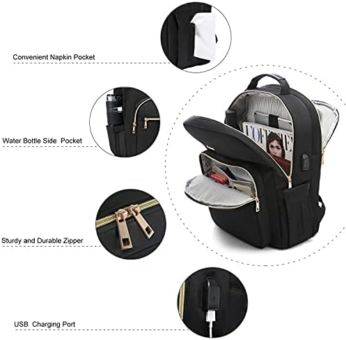 Laptop Backpack Purse for Women Work Travel Black OEKO-TEX STANDARD 100 Laptop Backpack Purse for Women College Black Qu