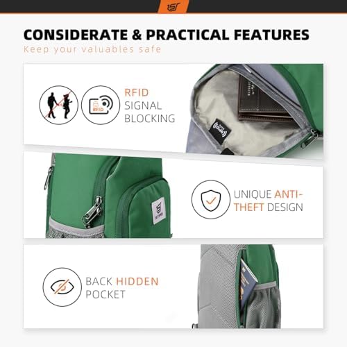 SKYSPER Anti-RFID Crossbody Sling Backpack for Women Men(Army Green) SKYSPER Travel Hiking Crossbody Bag for Women Men