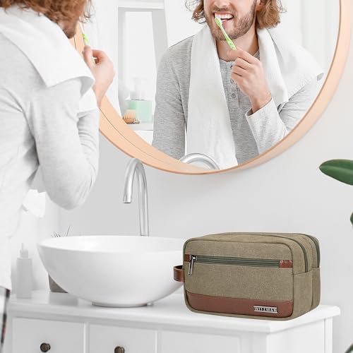 WITZMAN Classic Black A8001 Men's Water-Resistant Travel Dopp Kit Bag