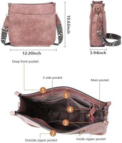 AUYOCO Vegan Leather Crossbody Bags for Women Handbag with Guitar Strap Zipped Pockets AUYOCO Vegan Leather Crossbody