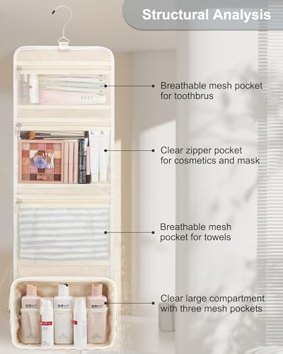 Relavel Travel Toiletry Bag for Men, Large Capacity Travel Kit, Hanging Toiletry Bag for Women