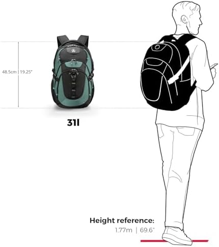 Swissdigital Design Laptop Backpack with USB Charging Port | Men's 15.6 Inches Fit 31L Travel Backpack | Blue/Black | SD