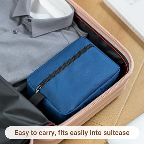 Elviros Lightweight Travel Toiletry Bag for Women and Men Travel Essentials Gifts for Men(Navy Blue) Global Recycled Sta