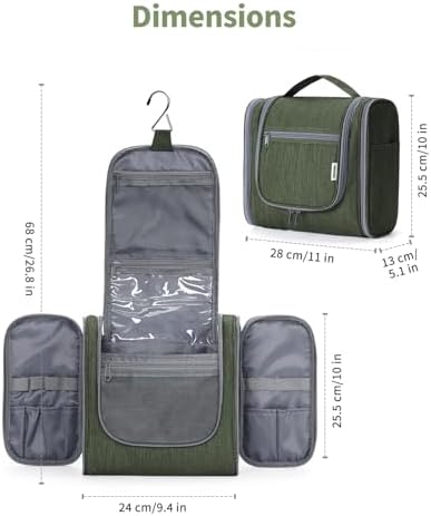 Narwey Large Blue Leaf Hanging Toiletry Bag for Women Travel and Men Cosmetics Organizers