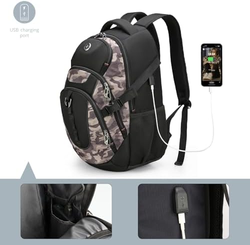 Swissdigital Design Laptop Backpack with USB Charging Port | Men's 15.6 Inches Fit 31L Travel Backpack | Blue/Black | SD