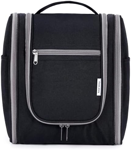 Narwey Large Blue Leaf Hanging Toiletry Bag for Women Travel and Men Cosmetics Organizers