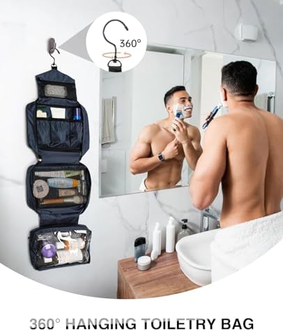 Travel Toiletry Bag for Women Men - Portable Large Hanging Organizer Sell Point: Makeup Bag for Cosmetic, Shampoo, Condi