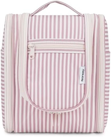 Narwey Large Blue Leaf Hanging Toiletry Bag for Women Travel and Men Cosmetics Organizers