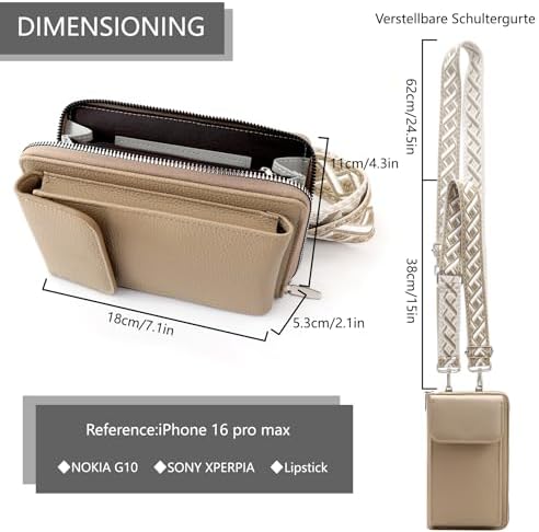 Women's Small PU Leather Crossbody Bag for Phone, 7 Inches | DBPBToU Women's PU Leather Crossbody Phone Purse, 7 Inches