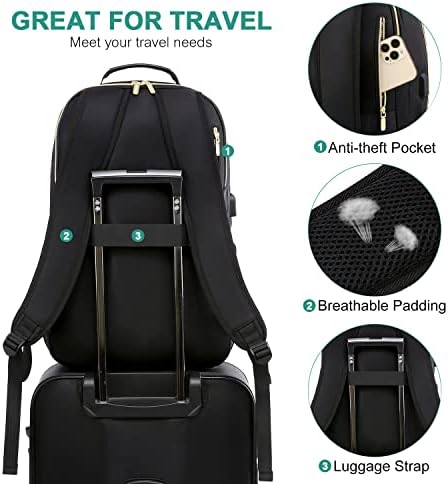 Laptop Backpack Purse for Women Work Travel Black OEKO-TEX STANDARD 100 Laptop Backpack Purse for Women College Black Qu