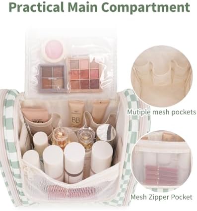 Narwey Large Blue Leaf Hanging Toiletry Bag for Women Travel and Men Cosmetics Organizers