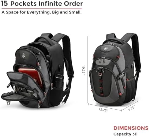 Swissdigital Design Laptop Backpack with USB Charging Port | Men's 15.6 Inches Fit 31L Travel Backpack | Blue/Black | SD