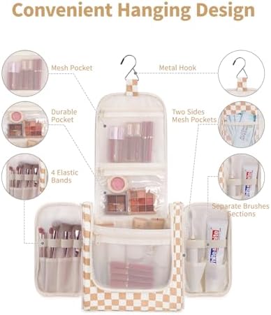 Narwey Large Blue Leaf Hanging Toiletry Bag for Women Travel and Men Cosmetics Organizers