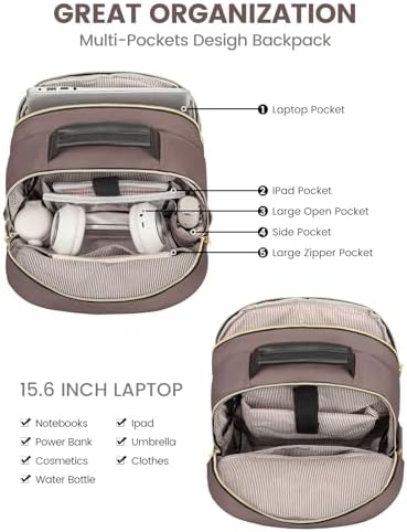 Laptop Backpack Purse for Women Work Travel Black OEKO-TEX STANDARD 100 Laptop Backpack Purse for Women College Black Qu