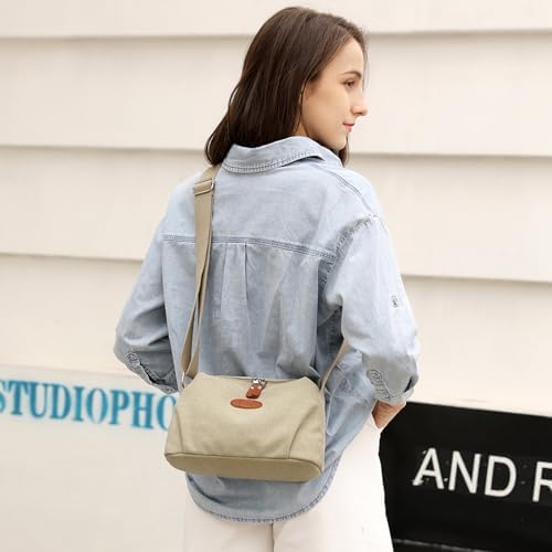 Sunshinejing Lightweight Crossbody Bag for Women | Casual Purses for Daily Travel | Small Canvas Bag with Adjustable Str