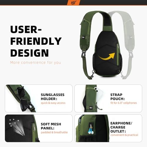 SKYSPER Anti-RFID Crossbody Sling Backpack for Women Men(Army Green) SKYSPER Travel Hiking Crossbody Bag for Women Men