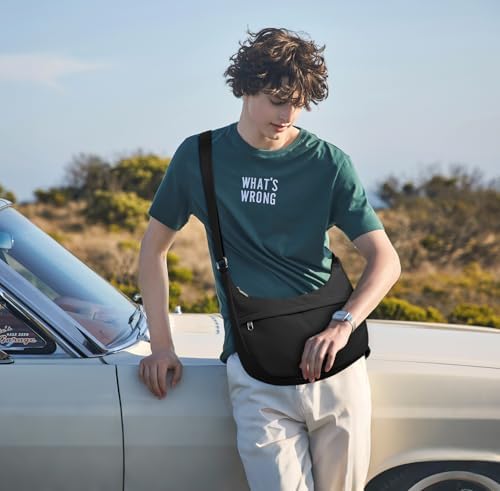 Fancy Forest KALIDI Nylon Crescent Bag Medium Casual Shoulder Crossbody Purse for Women Men Travel with External Pocket