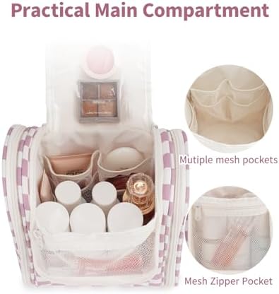 Narwey Large Blue Leaf Hanging Toiletry Bag for Women Travel and Men Cosmetics Organizers