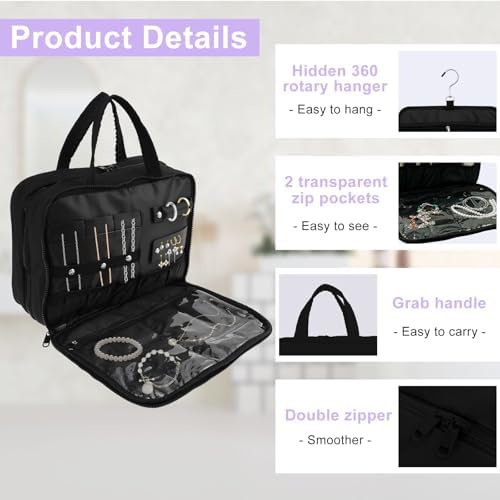 Toiletry Bag Compartmental Organizer Travel BagPortable Foldable with Anti-slip Metal Hook(Beige) Toiletry Bag Compart