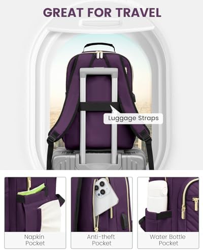 Laptop Backpack Purse for Women Work Travel Black OEKO-TEX STANDARD 100 Laptop Backpack Purse for Women College Black Qu