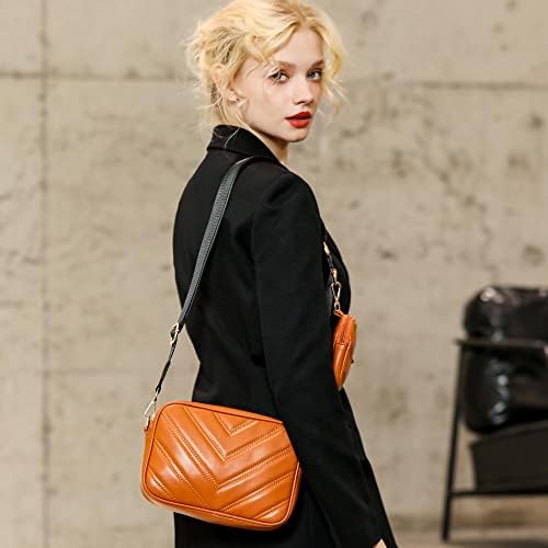 Herald Chevron Quilted Small Crossbody Bag for Women - Camera Side Shoulder Bag, 2 Sizes, Coin Purse Included Herald Che