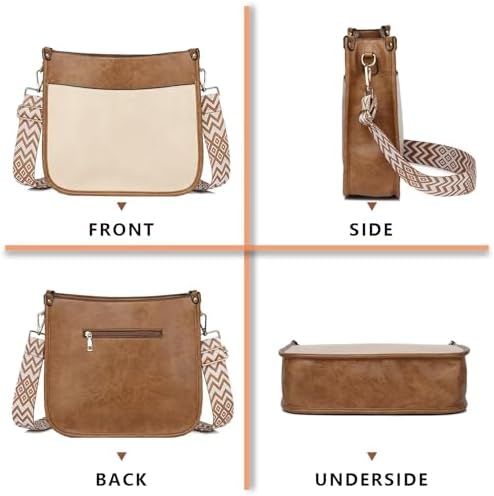 AUYOCO Vegan Leather Crossbody Bags for Women Handbag with Guitar Strap Zipped Pockets AUYOCO Vegan Leather Crossbody