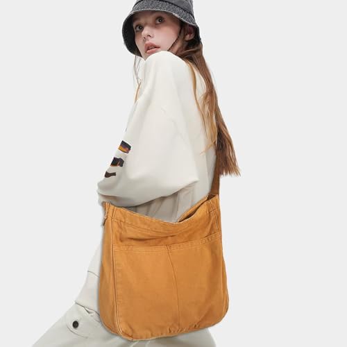 Dainaotm Canvas Tote Bag Casual Hobo Crossbody Shoulder Bag for Women Large Purse Messenger Bag Travel Work Dainaotm Can
