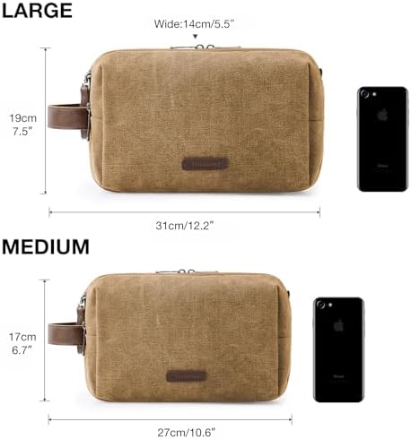 Men's Water-resistant Toiletry Bag - BAGSMART Dopp Kit Canvas Travel Organizer - Black - Large - Image 58