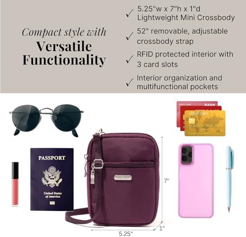 Baggallini Women's Essential Mini Crossbody Bag + Size & Color + Versatile & Stylish + Travel & Daily Use + Fashionable