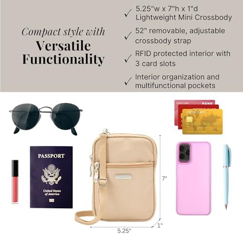 Baggallini Women's Essential Mini Crossbody Bag + Size & Color + Versatile & Stylish + Travel & Daily Use + Fashionable
