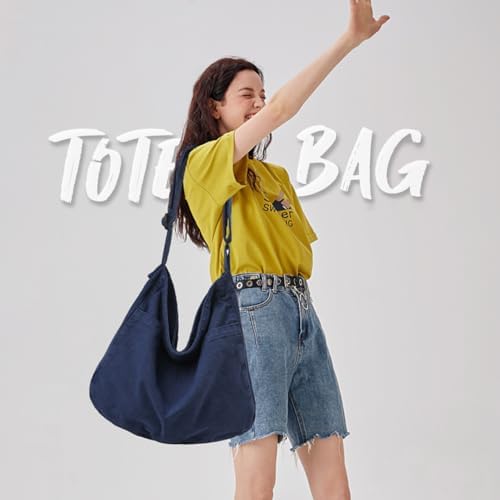 Dainaotm Canvas Tote Bag Casual Hobo Crossbody Shoulder Bag for Women Large Purse Messenger Bag Travel Work Dainaotm Can