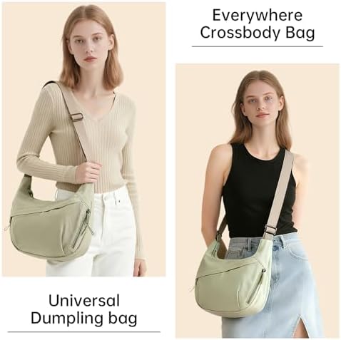 FFEDAYUN Crescent Bags for Women Casual Shoulder Handbags Multi-Pocket Lightweight Crossbody Purse Nylox Nylon Hobo Slin