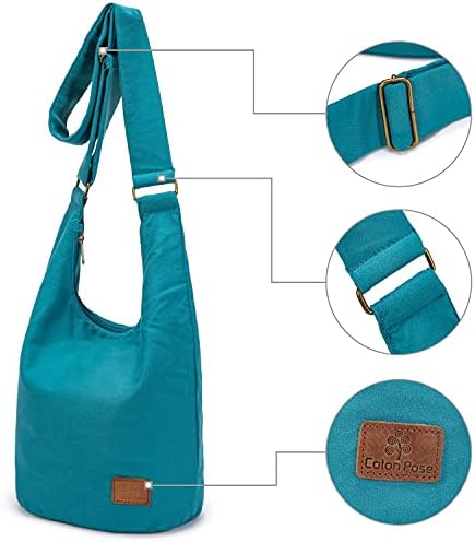 Coton Pose Women's Hippie Crossbody Bag - Top Zip Large Capacity Canvas Sling Bag - Handmade Jacquard Cloth