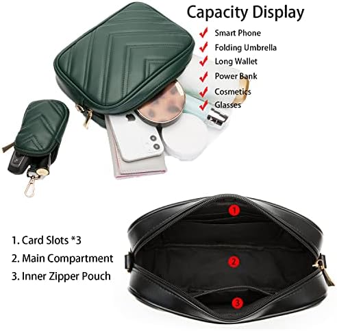 Herald Chevron Quilted Small Crossbody Bag for Women - Camera Side Shoulder Bag, 2 Sizes, Coin Purse Included Herald Che