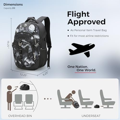 Swissdigital Design Laptop Backpack with USB Charging Port | Men's 15.6 Inches Fit 31L Travel Backpack | Blue/Black | SD