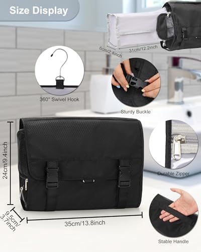 Relavel Travel Toiletry Bag for Men, Large Capacity Travel Kit, Hanging Toiletry Bag for Women