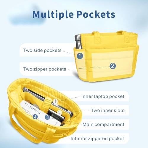 TOPDesign Lightweight Puffy Handbag for Women Travel TOPDesign Quilted Shoulder Bag for Women Work TOPDesign Puffer Tote