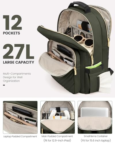 Laptop Backpack Purse for Women Work Travel Black OEKO-TEX STANDARD 100 Laptop Backpack Purse for Women College Black Qu