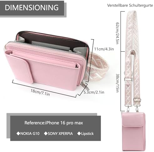 Women's Small PU Leather Crossbody Bag for Phone, 7 Inches | DBPBToU Women's PU Leather Crossbody Phone Purse, 7 Inches
