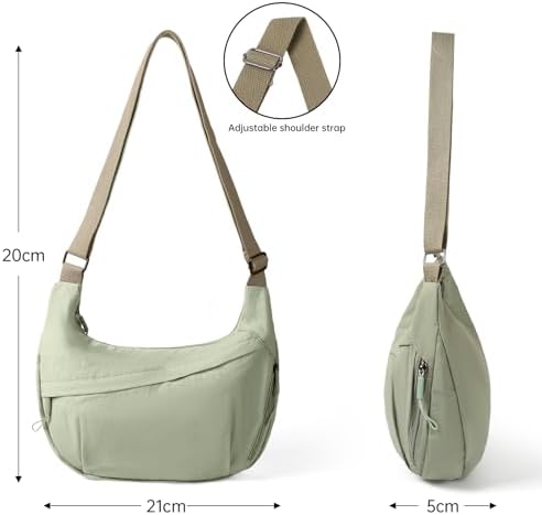 FFEDAYUN Crescent Bags for Women Casual Shoulder Handbags Multi-Pocket Lightweight Crossbody Purse Nylox Nylon Hobo Slin
