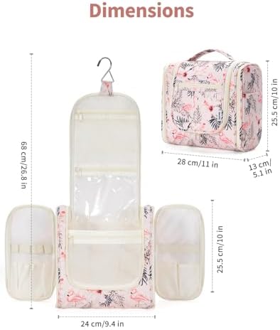 Narwey Large Blue Leaf Hanging Toiletry Bag for Women Travel and Men Cosmetics Organizers