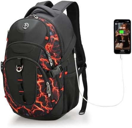 Swissdigital Design Laptop Backpack with USB Charging Port | Men's 15.6 Inches Fit 31L Travel Backpack | Blue/Black | SD