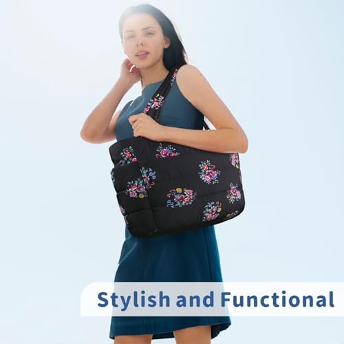 TOPDesign Lightweight Puffy Handbag for Women Travel TOPDesign Quilted Shoulder Bag for Women Work TOPDesign Puffer Tote